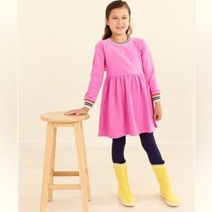 Hanna Andersson pink rainbow cuffed long sleeve dress size 12